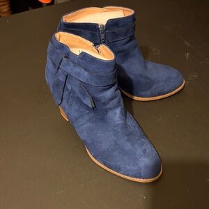 Blue Suede Ankle Boots